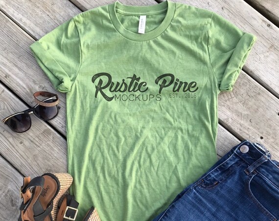 Bella Canvas 3001 Heather Green Unisex T-Shirt,1 MockupT-Shirt