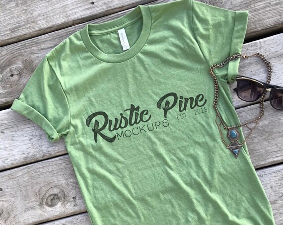 Bella Canvas 3001 Heather Green Unisex,4 T-Shirt MockupT-Shirt Bella Canvas 3001 Heather Green Unisex,4 T-Shirt MockupT-Shirt