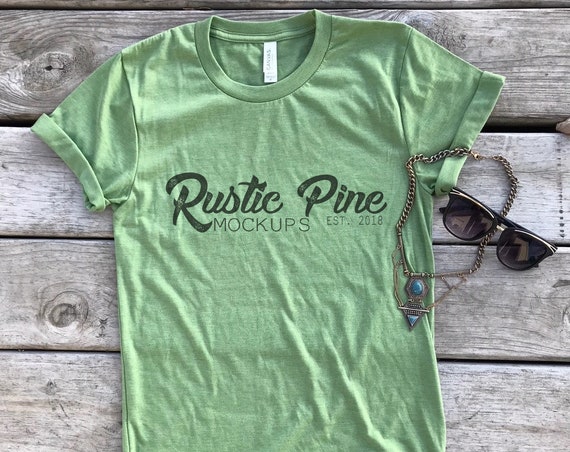Bella Canvas 3001 Heather Green Unisex PSD T-shirt Mockupmock Bella Canvas 3001 Heather Green Unisex PSD T-shirt Mockupmock