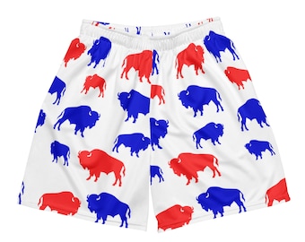 Büffel Rot, Weiß und Blau Shorts - Unisex Mesh Shorts - Weihnachtsgeschenk, Geburtstagsgeschenk, Fangeschenk, Sportlergeschenk
