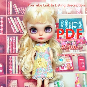 Wzór do szycia lalki Blythe w formacie PDF: sukienka B08 (link do samouczka wideo w opisie)
