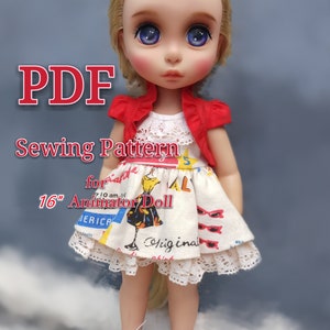 Pdf sewing patterns for Animator Dolls : A14 Dress and Bolero Jacket