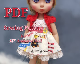 Pdf sewing patterns for Animator Dolls : A14 Dress and Bolero Jacket