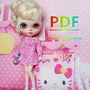 Pdf Sewing pattern for Blythe Doll : B09 Dress  (video tutorial link in description)