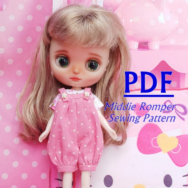 Pdf Sewing pattern for Middie Blythe Doll : M02 Romper set  (video tutorial link in description)