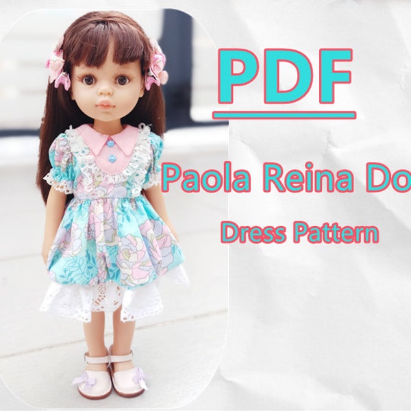 Pdf sewing patterns for Paola Reina Dolls : PR05 Dress (video tutorial link in description)