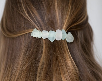 Hair clip white sea glass