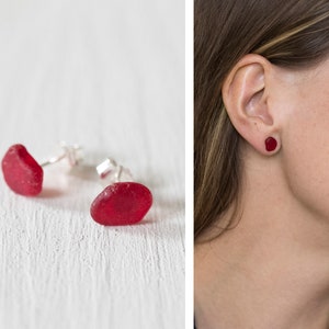 Earrings sea glass red