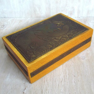Houten kist sieraden juweel schatkist kaart ring decoratieve sigaar stash aandenken opslag met deksel Sovjet oude zeldzame oude cadeau voor haar hem