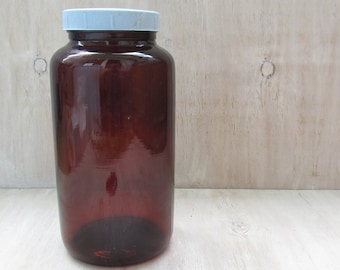 Antique Amber Apothecary Bottle – Vintage Medicine Glass Pharmacy Decor