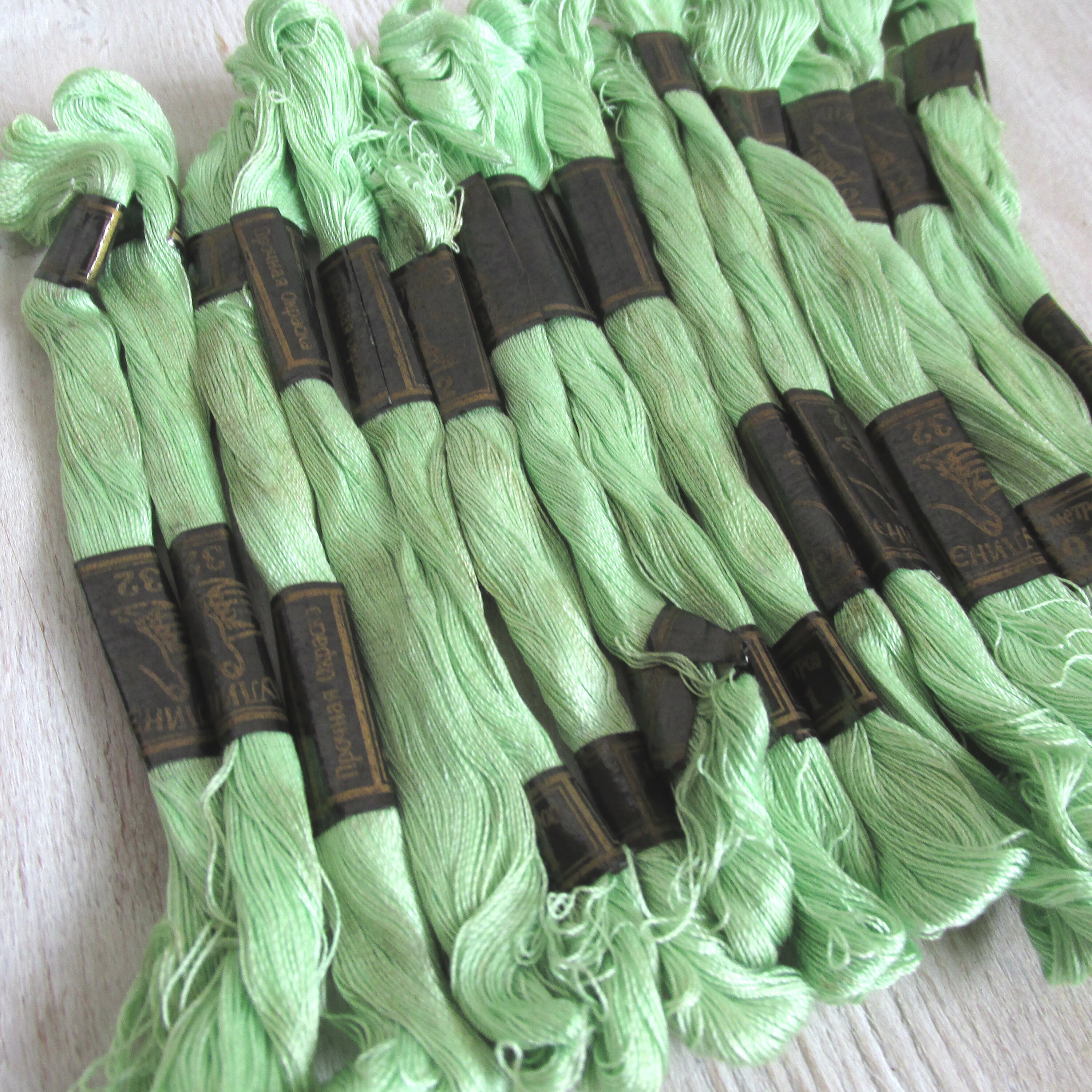 Vintage Floss Embroidery Thread Green Olive Mint Etsy