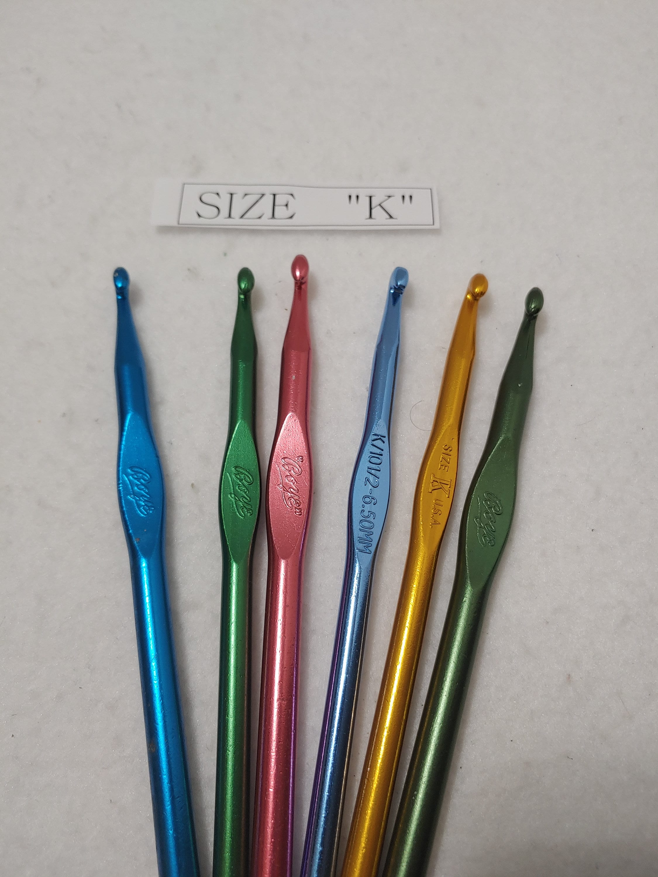Size k Tapered Aluminum Crochet Hooks vintage And/or Used 