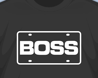 BOSS Mustang License Plate T-shirt: Ford Muscle Car Shirt