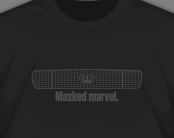 Camiseta Camaro com máscara da Marvel: para fãs de muscle cars americanos.