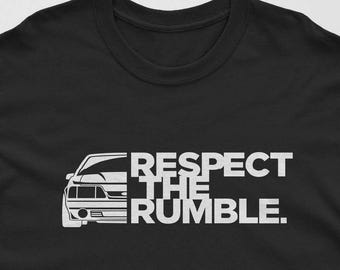 Ford Mustang 'Respect the Rumble' Tee: Fox Body Style Car Enthusiast Gift