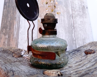 Vintage antique oil glass lamp, Rustic wall lantern, old hanging decor, Vintage old gasoline lamp, Collectible kerosene lamp