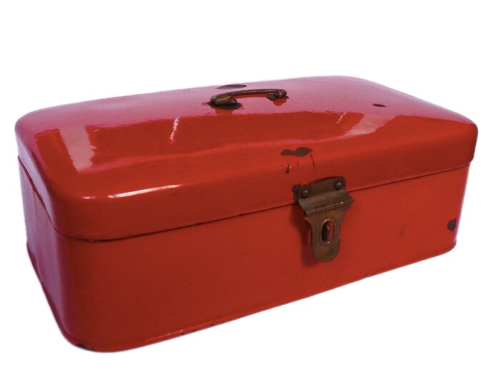 Retro Red Enamel Bread Box Vintage Mid Century Kitchen Etsy