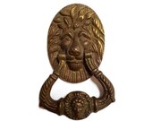 Large Antique Brass Lion Head Door Knocker, Vintage Large Lions Head Door Knocker, Front Door Decor, Brass Door Bell, Doorknocker
