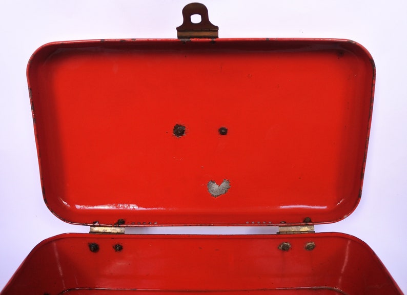 Retro Red Enamel Bread Box Vintage Mid Century Kitchen Etsy