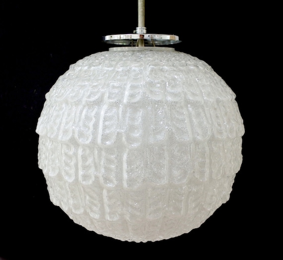 Mcm Glashutte Limburg Frosted Glass Pendant Light Vintage - Ice Globe Pendant Light Mcm Glashutte Limburg Frosted Glass Pendant Light Vintage - Ice Globe Pendant Light