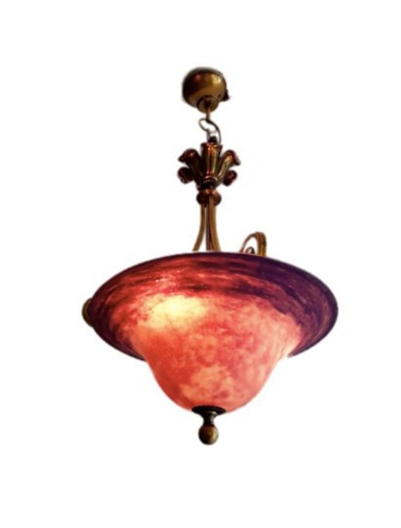 Vintage Bronze And Alabaster Ceiling Light Ceramic Pendant Etsy