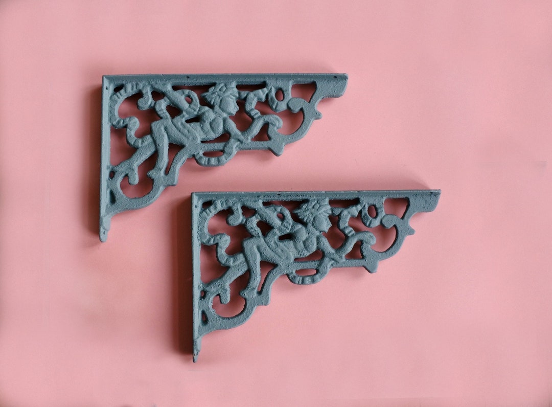 Large Cast Iron Shelf Brackets Vintage Ornate Shelf Holders Etsy