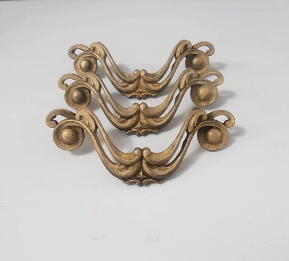 Set Of 3 Victorian Style Drawer Handles Vintage Bronze Etsy
