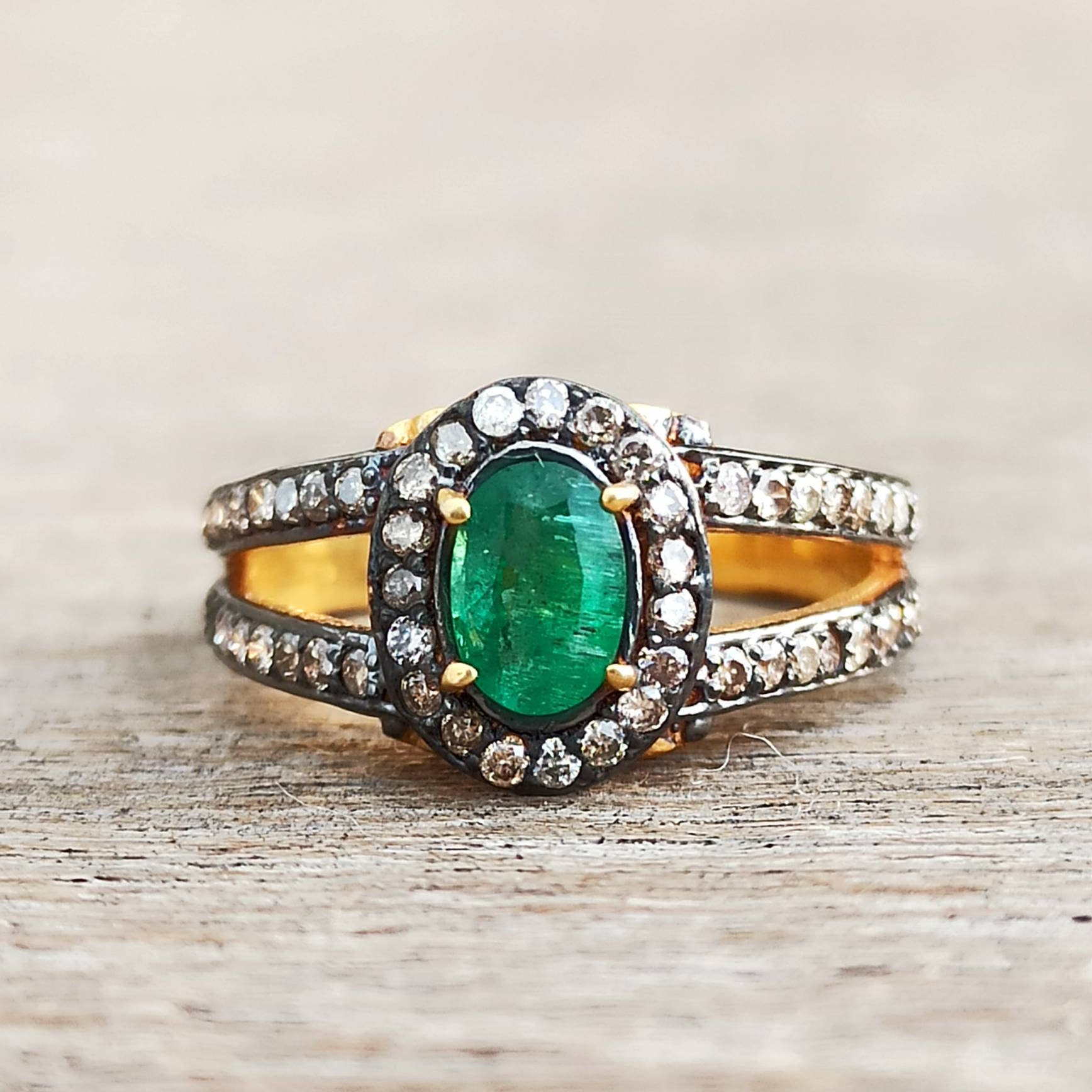 Emerald Ring Engagement Ring Diamond Ring 925 Silver Ring | Etsy