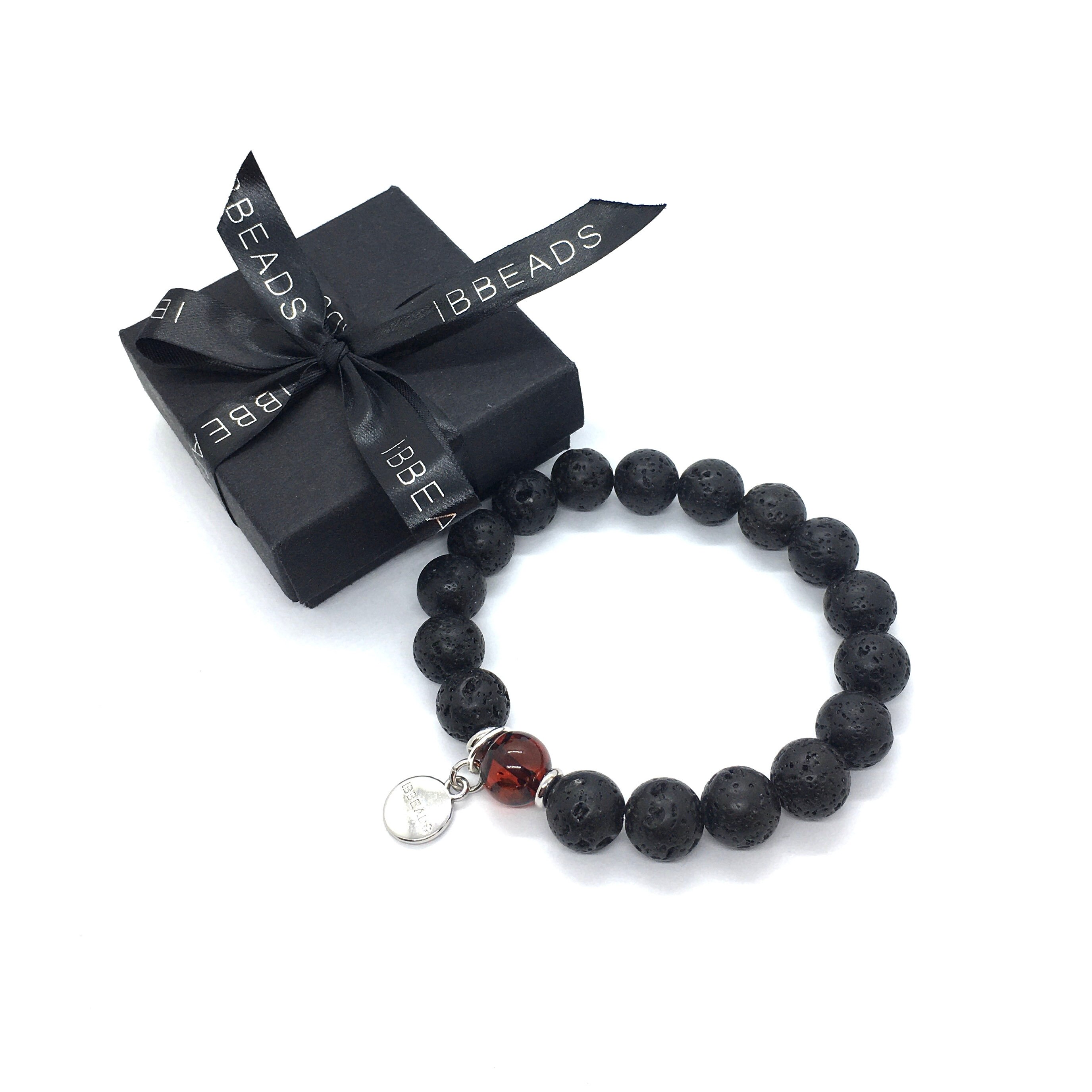 Bracelet élastique En Pierres Naturelles - Ambre Rouge, Noir, Cerise, Perles Et Rocailles - Fait Main En France
