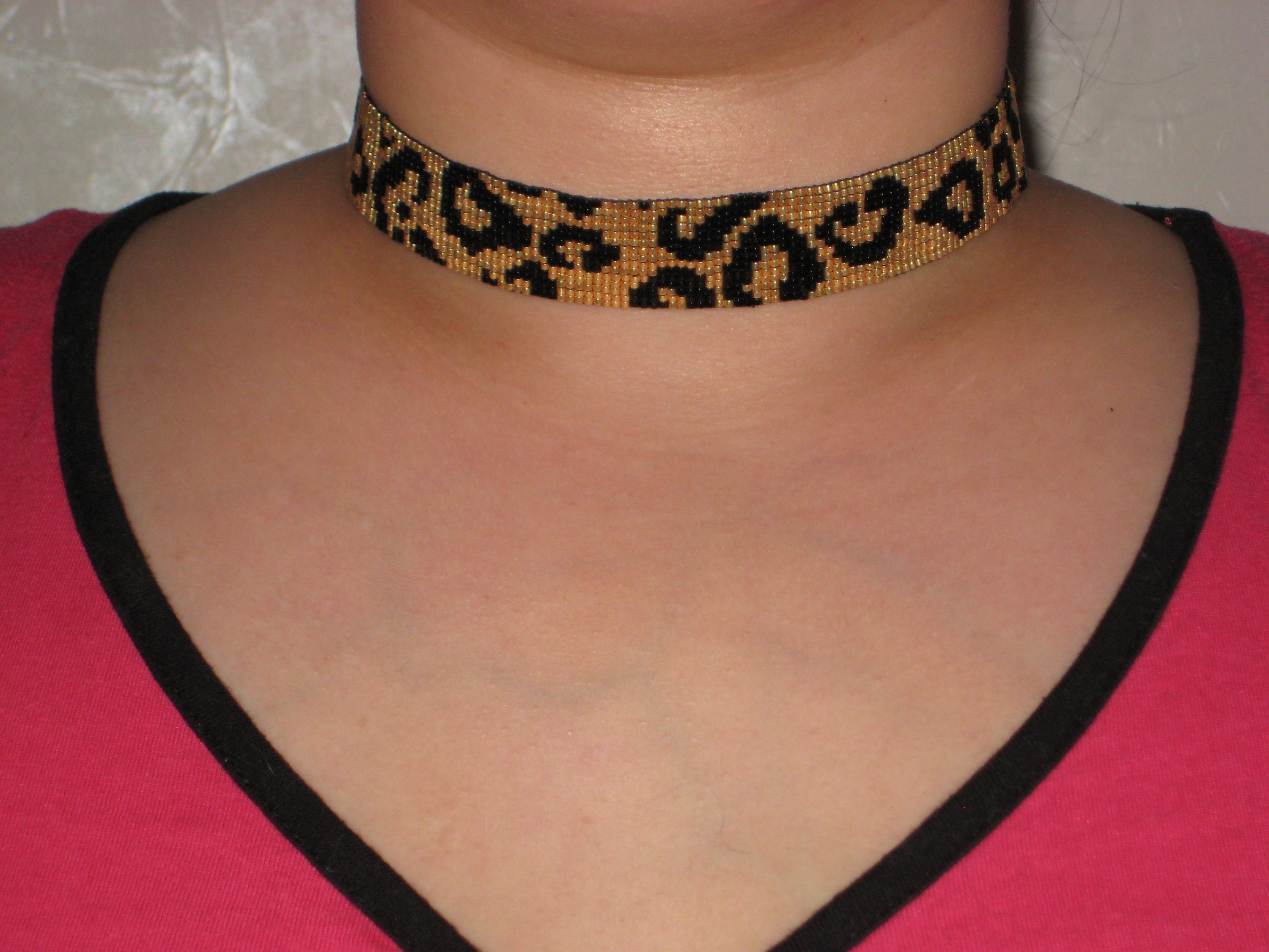 Leopard print shop choker necklace