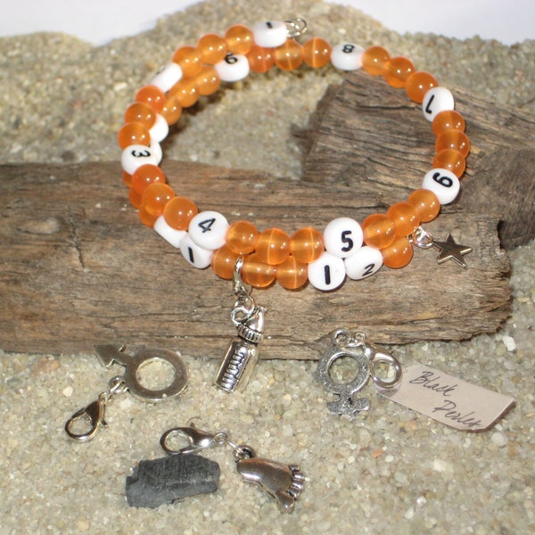 Bracelet d'allaitement Personnalisable Perles en verre oeil de chat orange