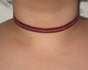 Collier choker ras du cou Style chic perle Miyuki Délicas argent rouge