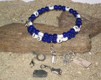 Bracelet d'allaitement Personnalisable Perles en verre bleu