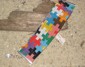 Bracelet manchette puzzle multi-colors Miyuki Délicas