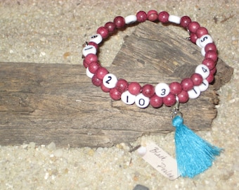 Bracciale personalizzabile per l'allattamento al seno Perle di agata rossa - Italia