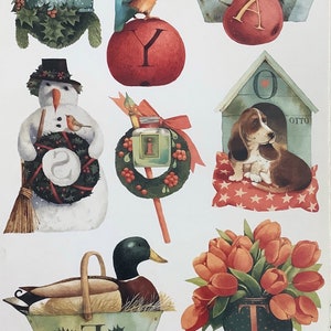 Rare Vintage Double Sided Christmas Alphabet Illustrations by Marjolein Bastin