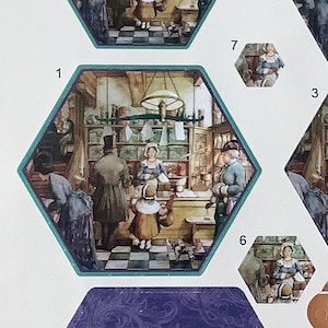 Pagina di Anton Pieck di fustellati per la realizzazione di cartoline 3D piramidali e altri progetti con la carta