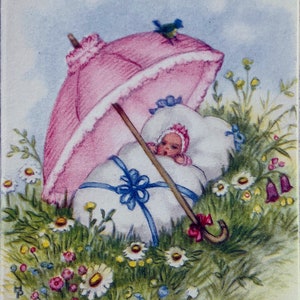 Set of Four Vintage Dutch Baby Cards - Birth Announcement Cards