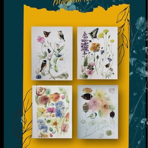 Ensemble de quatre cartes postales florales vintage par Marjolein Bastin