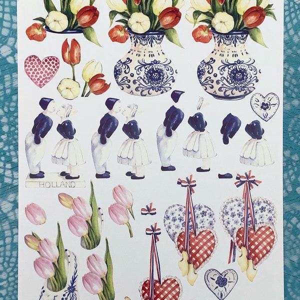 Dutch Images for Paper Crafting Including Tulips, Hearts and Delft’s Blue Pottery