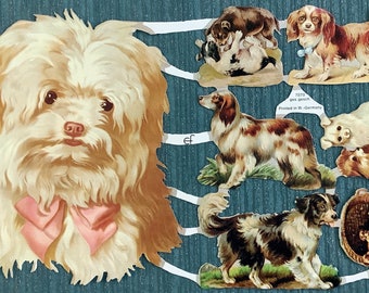 Die Cut Page of Dog Illustrations for Paper Crafting, Card Making, Collage, Junk Journal