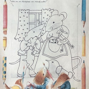 Página para colorear vintage de Vera la ratoncita, de Marjolein Bastin