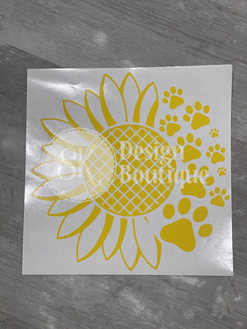 Sunflower and Pet Paws Decal Cat Dog Sunflowers Add to Etsy