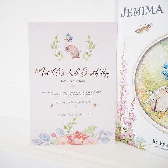 Jemima Puddle Duck Birthday//Christening Invitations Beatrix Potter