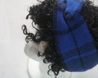 headband turban headband winter headband blue headband wool headband boho headband plaid headband unisex headband cute headband handmade