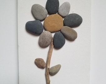 Rustic Decor Flower Power Pebble Art