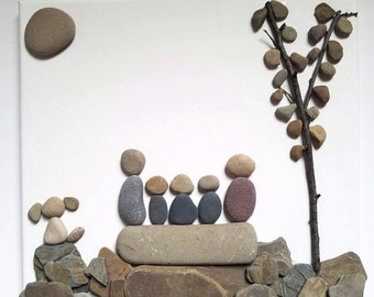 Custom Family Portrait Pebble Art-Unique Personalized Decor