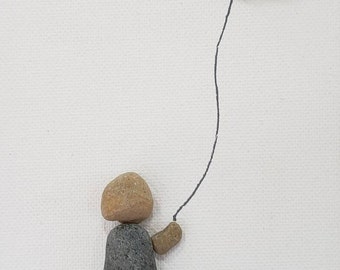 Boy With Balloon Pebble Art: Unique 1st Birthday Gift, 8x10 Canvas