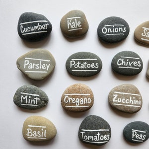 Custom Painted Rock Garden Markers: Vegetable Herb Plant Labels - Etsy