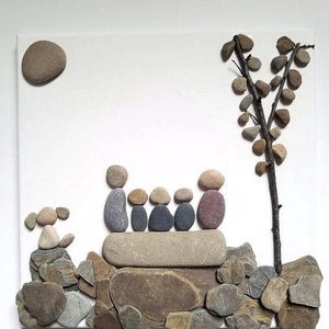 Custom Family Portrait Pebble Art, Unique Personalized Decor, Family Portrait, Gifts for Mom, Gifts for Dad, Rock Art